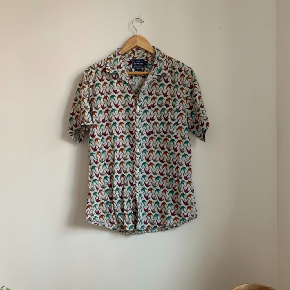 Topman Bird Print Short Sleeve (size M)